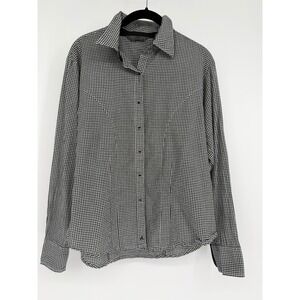 Aura from the Women at Wrangler Gingham Western Snap Shirt Black White Large
